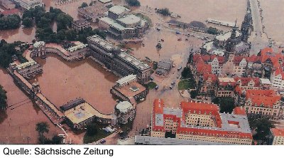 Altstadt von Dresden unter Wasser